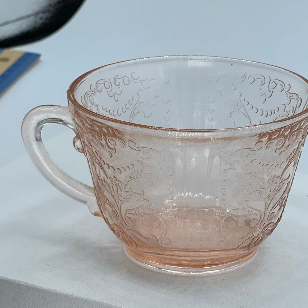 Vintage Macbeth-Evans American sweetheart pink depression glass teacup.